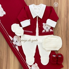 Saída Maternidade Tricot Bordada 4 Peças Baby Bear