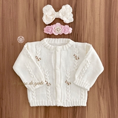 Cardigan Bebê Tricot Rosinhas
