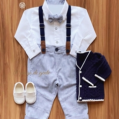Conjunto Social Camisa, Calça, Suspensório e Gravata Théo