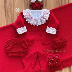 Saída Maternidade Tricot Bordada 4 Peças Merenguinho