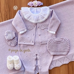 Saída Maternidade Tricot Bordada 4 Peças Merenguinho	