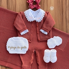 Saída Maternidade Tricot 4 Peças Colméia 