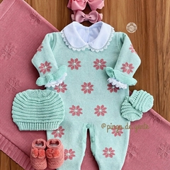 Saída Maternidade Tricot Bordada 3 Peças Bem Me Quer