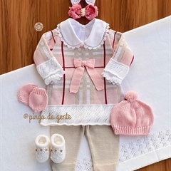 Saída Maternidade Tricot Bordada 4 Peças Brit