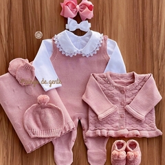 Saída Maternidade Tricot Bordada 4 Peças Bubbles