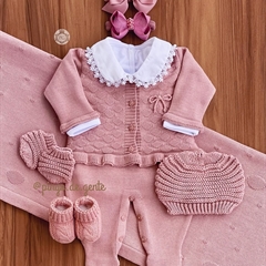 Saída Maternidade Tricot Bordada 4 Peças Bubbles