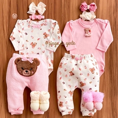 Conjunto Body e Calça Bordado Fofinho Ursinha Cora