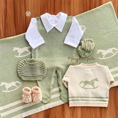 Saída Maternidade Tricot 4 Peças Cavalinho