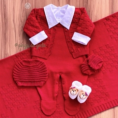 Saída Maternidade Tricot 4 Peças Tijolinho