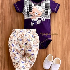 Conjunto Body e Calça Bordado Relevo Ursinho Dudu