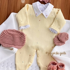Saída Maternidade Tricot Bordada 3 Peças Poázinhos