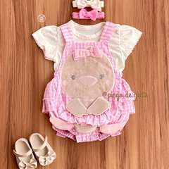 Romper Xadrez Vichy com Body Passarinha Clarinha 