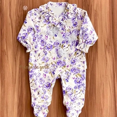 Macacão Floral Bordado com Babados Violet