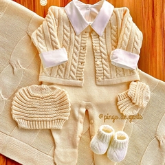 Saída Maternidade Tricot 4 Peças Tranças