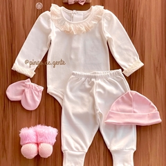 Conjunto Body Golinha e Punhos Rendados e Calça Algodão Egípcio Dorothy.