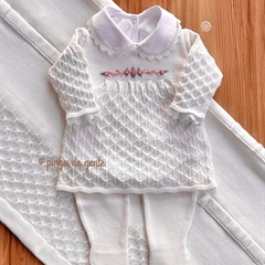 Saída Maternidade Tricot Bordada 4 Peças Azaléia
