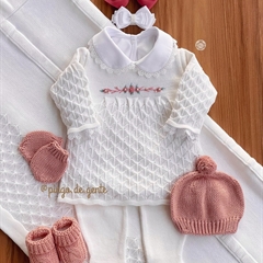 Saída Maternidade Tricot Bordada 4 Peças Azaléia