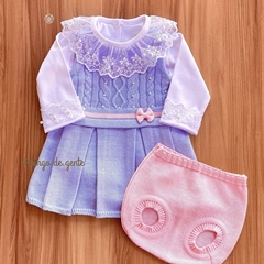 Vestido Tricot Bordado com Calcinha Charlotte