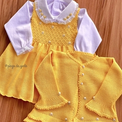Vestido Tricot Bordado Com Body Golinha Chloé