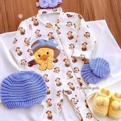 Macacão Algodão com Zíper Bordado Patinha Panqueca