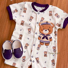 Romper Algodão Bordado Ursinho Giuseppe