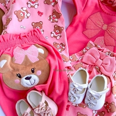 Conjunto Body e Calça Bordado Fofinho Ursinha Cora