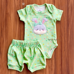Conjunto Body Bordado e Short Coelhinho Fluffy