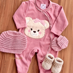 Macacão Algodão Bordado Ursinha Daphne