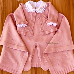 Saída Maternidade Tricot Bordada 4 Peças Bubbles