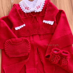 Saída Maternidade Tricot Bordada 4 Peças Amor Perfeito