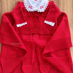 Saída Maternidade Tricot Bordada 4 Peças Amor Perfeito