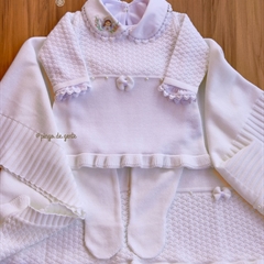 Saída Maternidade Tricot Bordada 4 Peças Algodão Doce