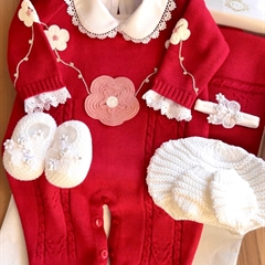Saída Maternidade Tricot Bordada 3 Peças Camélia