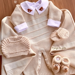 Saída Maternidade Tricot 3 Peças Waffle