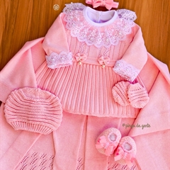 Saída Maternidade Tricot Bordada 4 Peças Amorinha
